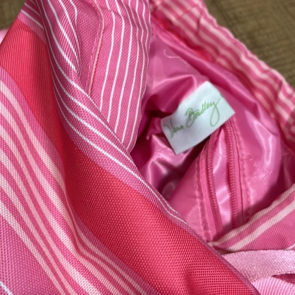 Vera Bradley drawstring backpack in pink stripes NWOT
